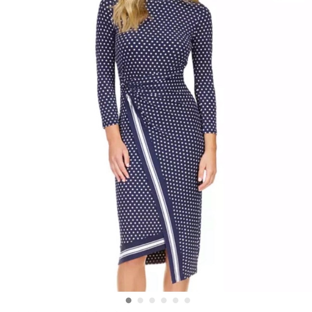 Michael Kors Navy and White Polka Dot Dress